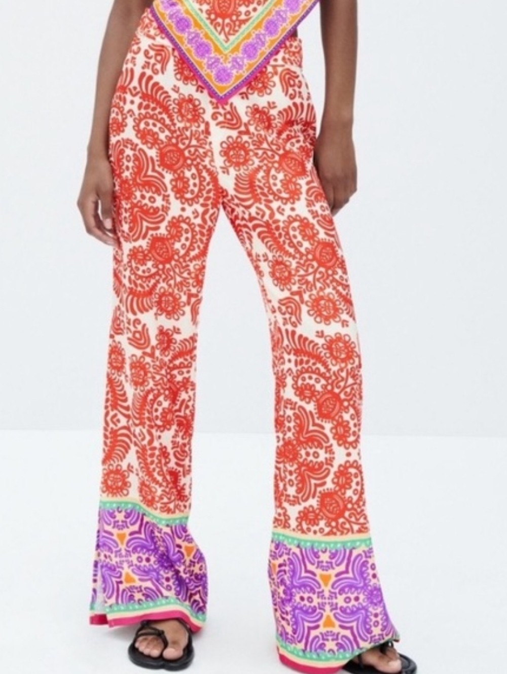 Zara Printed Wide Leg Pants